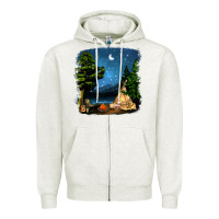 Oatmeal Heather Night Glamping Camp With Wine Zipper Hoodie - BundleAndBundleShop