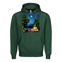 Sports Green Night Glamping Camp With Wine Zipper Hoodie - BundleAndBundleShop