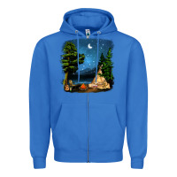 True Royal Night Glamping Camp With Wine Zipper Hoodie - BundleAndBundleShop