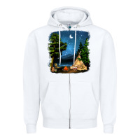 White Night Glamping Camp With Wine Zipper Hoodie - BundleAndBundleShop