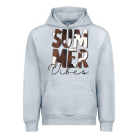Heather Grey Summer Vibes Brown White Cowhide Urban Hoodie - CowCowDesign