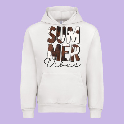 Summer Vibes Brown White Cowhide Urban Hoodie Designed By Cowcowdesign