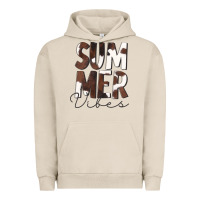 Pigment French Oak Summer Vibes Brown White Cowhide Urban Hoodie - CowCowDesign