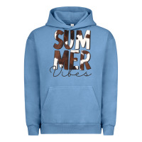 Pigment Pebble Blue Summer Vibes Brown White Cowhide Urban Hoodie - CowCowDesign
