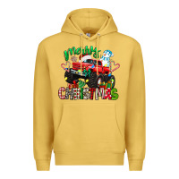 Antique Gold merry christmas monster truck Premium Hoodie - texasbilliewilder