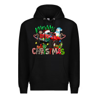 Black merry christmas monster truck Premium Hoodie - texasbilliewilder