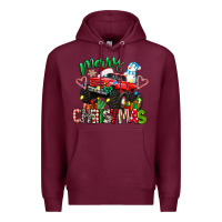 Burgundy merry christmas monster truck Premium Hoodie - texasbilliewilder