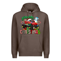Coffee merry christmas monster truck Premium Hoodie - texasbilliewilder