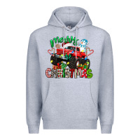 Heather Grey merry christmas monster truck Premium Hoodie - texasbilliewilder