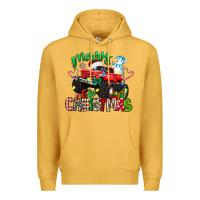 Mustard merry christmas monster truck Premium Hoodie - texasbilliewilder