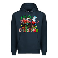 Navy merry christmas monster truck Premium Hoodie - texasbilliewilder