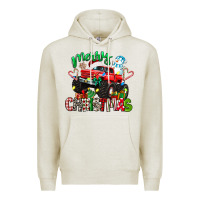 Oatmeal Heather merry christmas monster truck Premium Hoodie - texasbilliewilder