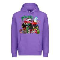 Purple merry christmas monster truck Premium Hoodie - texasbilliewilder