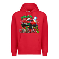 Red merry christmas monster truck Premium Hoodie - texasbilliewilder
