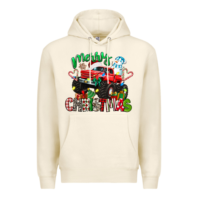 Merry Christmas Monster Truck Premium Hoodie by texasbilliewilder | Teevron