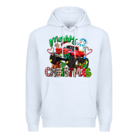 White merry christmas monster truck Premium Hoodie - texasbilliewilder