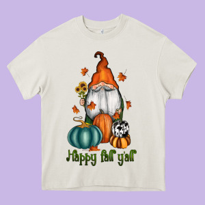 Happy Fall Y'all Gnome Heavy Core Tee Designed By Ranaportraitstore