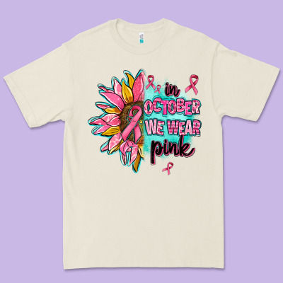 Sunflower In October We Wear Pink Premium Tee Designed By Adodesignshop