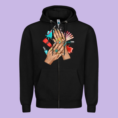 Western Nail Art With Nail Material Bbs Zipper Hoodie Designed By Bundleandbundleshop