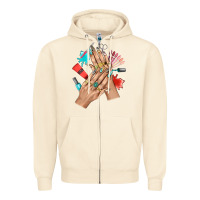 Sandshell Western Nail Art With Nail Material Bbs Zipper Hoodie - BundleAndBundleShop