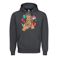 Smoke Western Nail Art With Nail Material Bbs Zipper Hoodie - BundleAndBundleShop