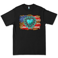 Black American flag leopard turquoise gemstone Premium Tee - Neo Western