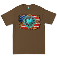 Cacao American flag leopard turquoise gemstone Premium Tee - Neo Western