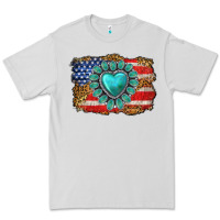 Dove Grey American flag leopard turquoise gemstone Premium Tee - Neo Western