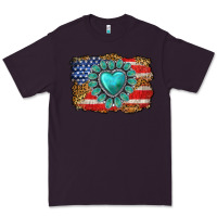 Plum American flag leopard turquoise gemstone Premium Tee - Neo Western
