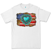White American flag leopard turquoise gemstone Premium Tee - Neo Western