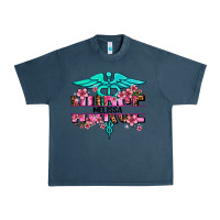 Midnight Navy floral nurse custom name Urban Heavy Tee - AdoDesignShop