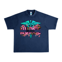 Navy floral nurse custom name Urban Heavy Tee - AdoDesignShop