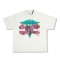 Floral Nurse Custom Name Urban Heavy Tee | Teevron