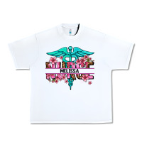 White floral nurse custom name Urban Heavy Tee - AdoDesignShop