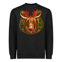 Black christmas highland cow mistletoe Christmas Heavyweight Sweatshirt - Jasminsmagicworld