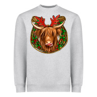 Christmas Highland Cow Mistletoe Christmas Heavyweight Sweatshirt | Teevron