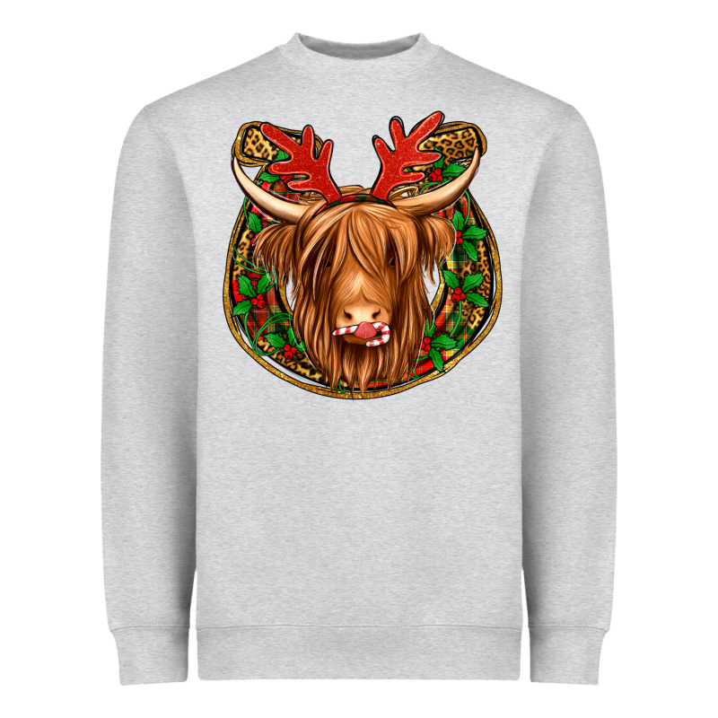 Christmas Highland Cow Mistletoe Christmas Heavyweight Sweatshirt by Jasminsmagicworld | Teevron