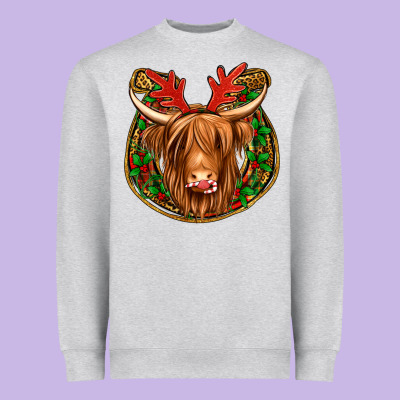 Christmas Highland Cow Mistletoe Christmas Heavyweight Sweatshirt Designed By Jasminsmagicworld