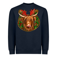 Navy christmas highland cow mistletoe Christmas Heavyweight Sweatshirt - Jasminsmagicworld