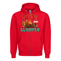 Red Happy Glamper Camp Zipper Hoodie - BundleAndBundleShop