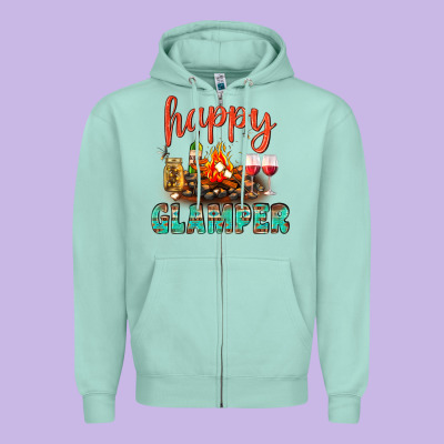 Happy Glamper Camp Zipper Hoodie Designed By Bundleandbundleshop