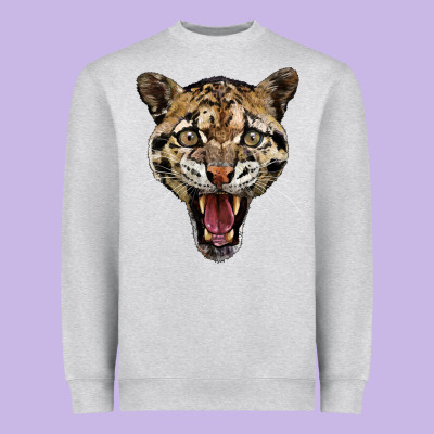 Ocelot Head Heavyweight Sweatshirt Designed By Lillyallendesigns