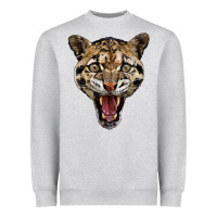 Heather Grey ocelot head Heavyweight Sweatshirt - LillyAllenDesigns