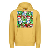 Antique Gold Christmas cute hippo sitting Premium Hoodie - NancyCooperArtShop