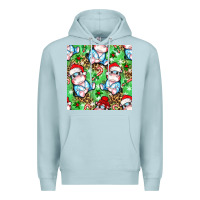 Blue Mist Christmas cute hippo sitting Premium Hoodie - NancyCooperArtShop