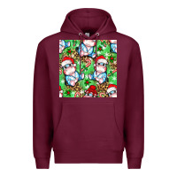 Burgundy Christmas cute hippo sitting Premium Hoodie - NancyCooperArtShop