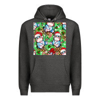 Charcoal Heather Christmas cute hippo sitting Premium Hoodie - NancyCooperArtShop