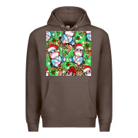 Coffee Christmas cute hippo sitting Premium Hoodie - NancyCooperArtShop
