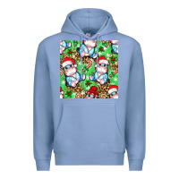 Colony Blue Christmas cute hippo sitting Premium Hoodie - NancyCooperArtShop