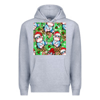 Heather Grey Christmas cute hippo sitting Premium Hoodie - NancyCooperArtShop